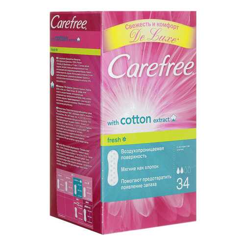 Прокладки CAREFREE Cotton Fresh С экстрактом хлопка 34 шт в Улыбка Радуги