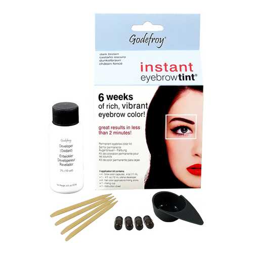 Краска для бровей Godefroy Instant Eyebrow Tint Kit Dark Brown 4 капсулы в Улыбка Радуги