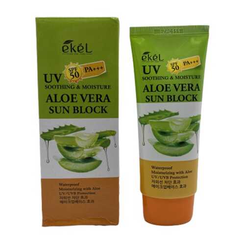 Солнцезащитный крем с алоэ Ekel UV aloe ampule sun block SPF50+PA+++ в Улыбка Радуги
