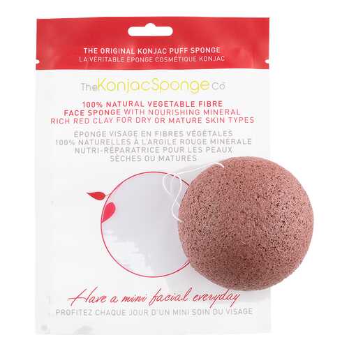 Спонж для умывания The Konjac Sponge Co Konjac Facial Puff Sponge With Red French Clay в Улыбка Радуги