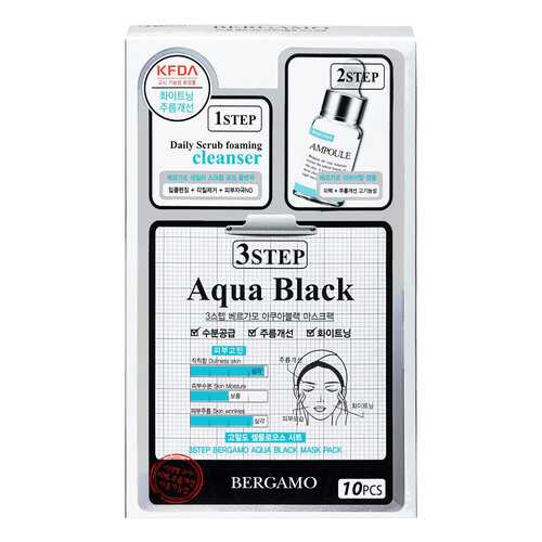 Маска для лица Bergamo 3step Mask Pack Black Aqua 8 мл в Улыбка Радуги