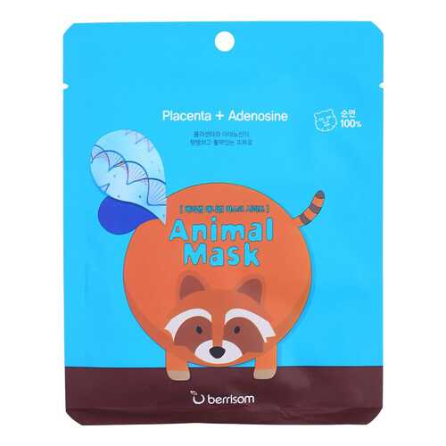 Маска для лица berrisom Animal Mask Placenta+Adenosine - Racoon 25 мл в Улыбка Радуги