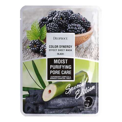Маска для лица тканевая DEOPROCE COLOR SYNERGY EFFECT SHEET MASK BLACK 20гр в Улыбка Радуги