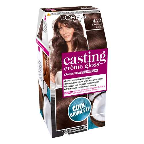 Краска для волос L`Oreal Paris Casting Creme Gloss Какао со льдом тон 412 в Улыбка Радуги