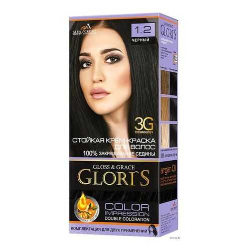 Стойкая крем-краска для волос Glori`s 1.2 черный в Улыбка Радуги
